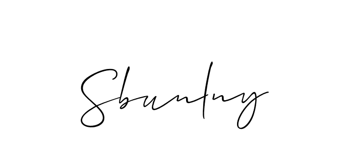 Allison_Script is a professional signature style that is perfect for those who want to add a touch of class to their signature. It is also a great choice for those who want to make their signature more unique. Get Sbunlny name to fancy signature for free. Sbunlny signature style 2 images and pictures png