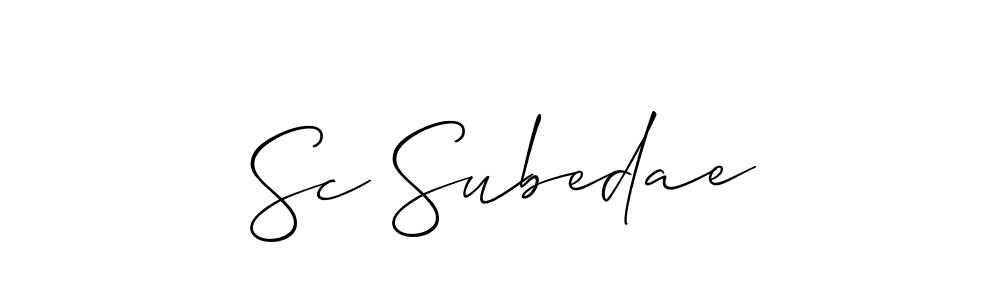 The best way (Allison_Script) to make a short signature is to pick only two or three words in your name. The name Sc Subedae include a total of six letters. For converting this name. Sc Subedae signature style 2 images and pictures png