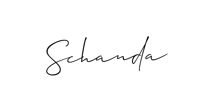 Design your own signature with our free online signature maker. With this signature software, you can create a handwritten (Allison_Script) signature for name Schanda. Schanda signature style 2 images and pictures png