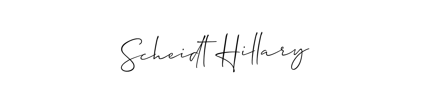 How to make Scheidt Hillary name signature. Use Allison_Script style for creating short signs online. This is the latest handwritten sign. Scheidt Hillary signature style 2 images and pictures png