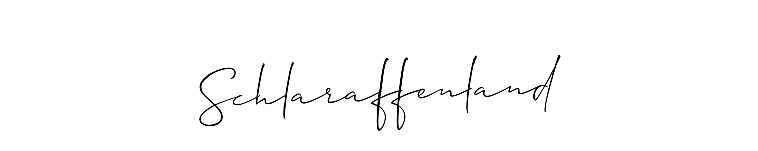 Design your own signature with our free online signature maker. With this signature software, you can create a handwritten (Allison_Script) signature for name Schlaraffenland. Schlaraffenland signature style 2 images and pictures png