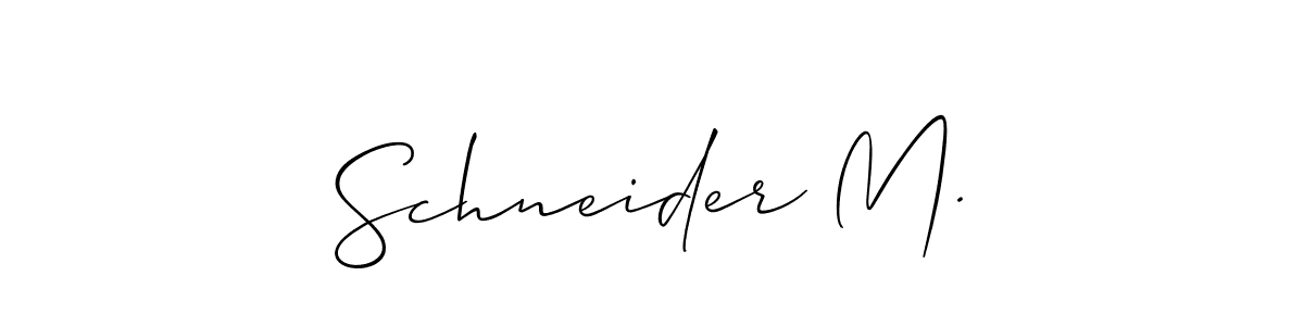 Allison_Script is a professional signature style that is perfect for those who want to add a touch of class to their signature. It is also a great choice for those who want to make their signature more unique. Get Schneider M. name to fancy signature for free. Schneider M. signature style 2 images and pictures png
