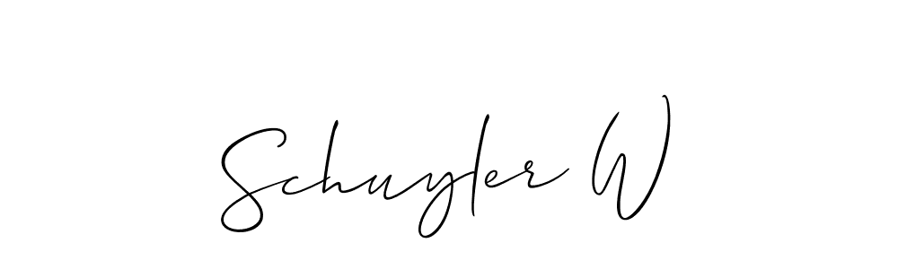 Allison_Script is a professional signature style that is perfect for those who want to add a touch of class to their signature. It is also a great choice for those who want to make their signature more unique. Get Schuyler W name to fancy signature for free. Schuyler W signature style 2 images and pictures png