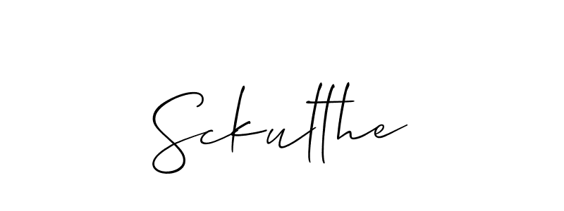 The best way (Allison_Script) to make a short signature is to pick only two or three words in your name. The name Sckulthe include a total of six letters. For converting this name. Sckulthe signature style 2 images and pictures png