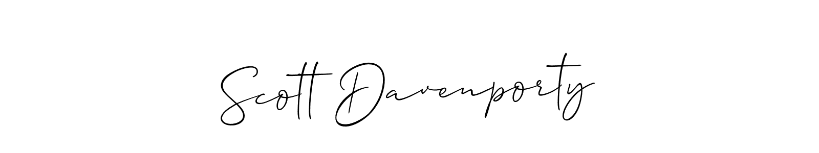 It looks lik you need a new signature style for name Scott Davenporty. Design unique handwritten (Allison_Script) signature with our free signature maker in just a few clicks. Scott Davenporty signature style 2 images and pictures png