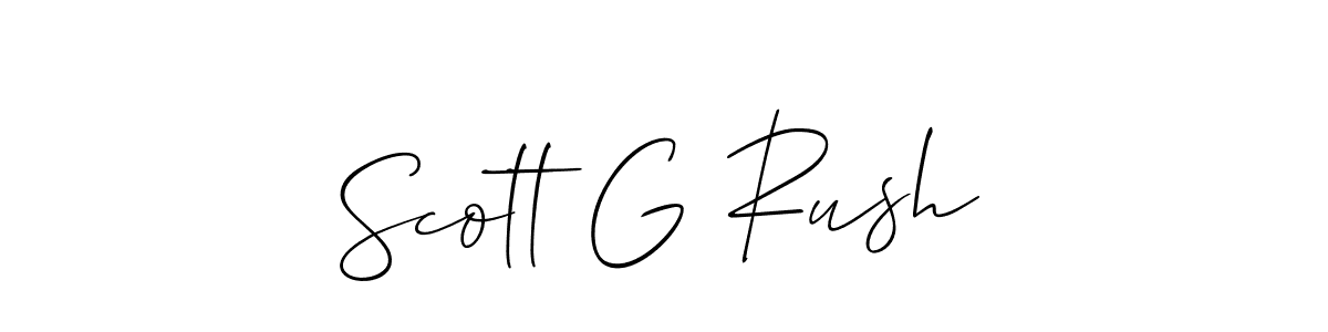 How to make Scott G Rush name signature. Use Allison_Script style for creating short signs online. This is the latest handwritten sign. Scott G Rush signature style 2 images and pictures png