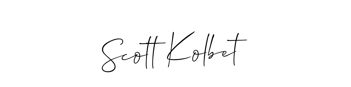 It looks lik you need a new signature style for name Scott Kolbet. Design unique handwritten (Allison_Script) signature with our free signature maker in just a few clicks. Scott Kolbet signature style 2 images and pictures png
