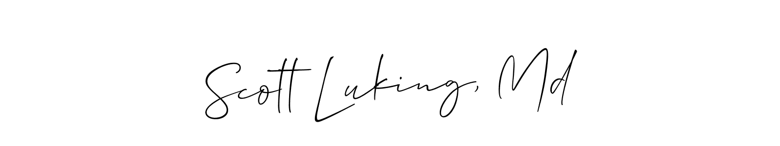 if you are searching for the best signature style for your name Scott Luking, Md. so please give up your signature search. here we have designed multiple signature styles  using Allison_Script. Scott Luking, Md signature style 2 images and pictures png