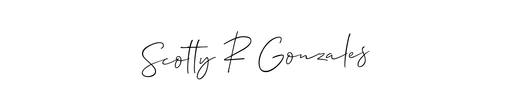 How to make Scotty R Gonzales name signature. Use Allison_Script style for creating short signs online. This is the latest handwritten sign. Scotty R Gonzales signature style 2 images and pictures png