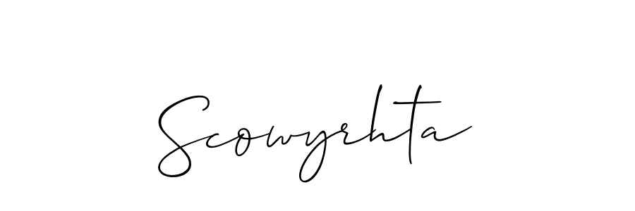 How to Draw Scowyrhta signature style? Allison_Script is a latest design signature styles for name Scowyrhta. Scowyrhta signature style 2 images and pictures png