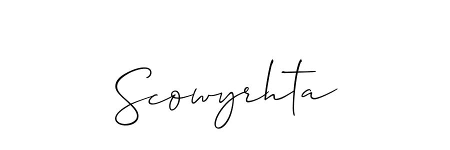 Scowyrhta stylish signature style. Best Handwritten Sign (Allison_Script) for my name. Handwritten Signature Collection Ideas for my name Scowyrhta. Scowyrhta signature style 2 images and pictures png