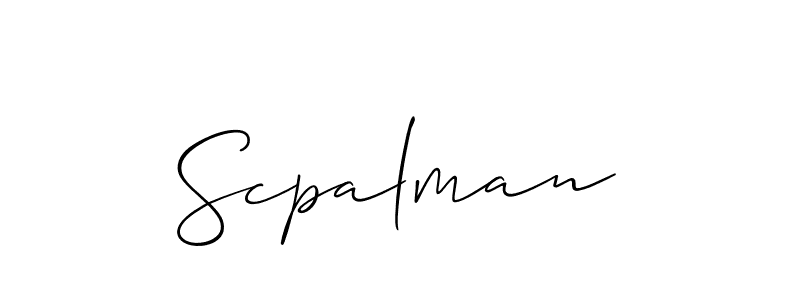 The best way (Allison_Script) to make a short signature is to pick only two or three words in your name. The name Scpalman include a total of six letters. For converting this name. Scpalman signature style 2 images and pictures png