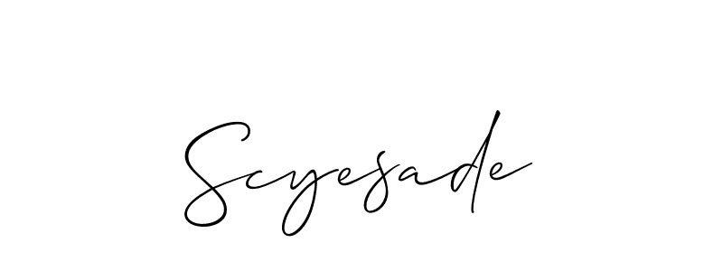 Use a signature maker to create a handwritten signature online. With this signature software, you can design (Allison_Script) your own signature for name Scyesade. Scyesade signature style 2 images and pictures png