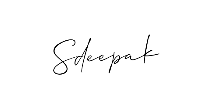 Use a signature maker to create a handwritten signature online. With this signature software, you can design (Allison_Script) your own signature for name Sdeepak. Sdeepak signature style 2 images and pictures png