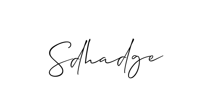 Use a signature maker to create a handwritten signature online. With this signature software, you can design (Allison_Script) your own signature for name Sdhadge. Sdhadge signature style 2 images and pictures png