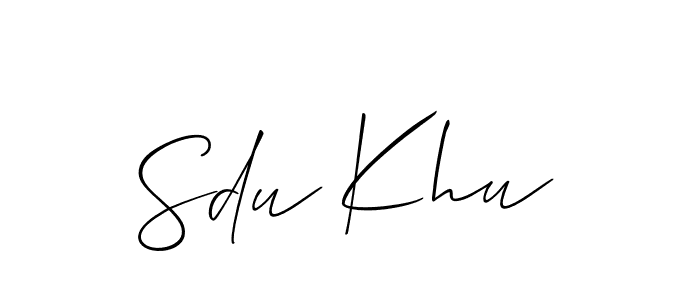 Also You can easily find your signature by using the search form. We will create Sdu Khu name handwritten signature images for you free of cost using Allison_Script sign style. Sdu Khu signature style 2 images and pictures png