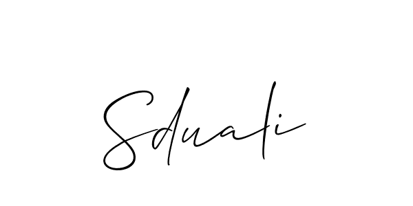 Allison_Script is a professional signature style that is perfect for those who want to add a touch of class to their signature. It is also a great choice for those who want to make their signature more unique. Get Sduali name to fancy signature for free. Sduali signature style 2 images and pictures png