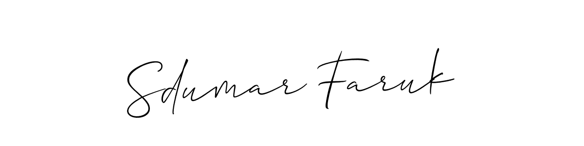 Make a short Sdumar Faruk signature style. Manage your documents anywhere anytime using Allison_Script. Create and add eSignatures, submit forms, share and send files easily. Sdumar Faruk signature style 2 images and pictures png