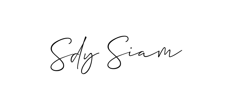 Similarly Allison_Script is the best handwritten signature design. Signature creator online .You can use it as an online autograph creator for name Sdy Siam. Sdy Siam signature style 2 images and pictures png