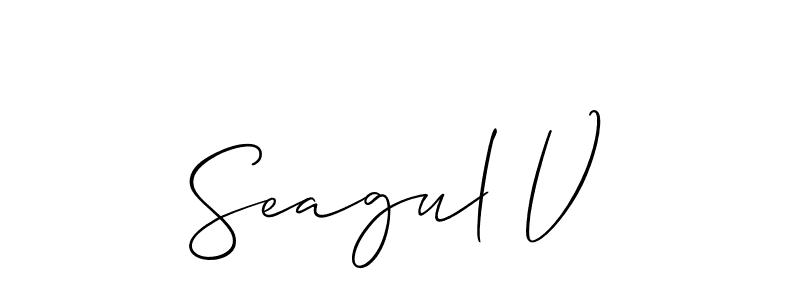 The best way (Allison_Script) to make a short signature is to pick only two or three words in your name. The name Seagul V include a total of six letters. For converting this name. Seagul V signature style 2 images and pictures png