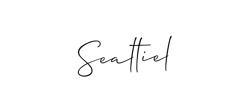 Also You can easily find your signature by using the search form. We will create Sealtiel name handwritten signature images for you free of cost using Allison_Script sign style. Sealtiel signature style 2 images and pictures png