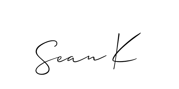 Create a beautiful signature design for name Sean K. With this signature (Allison_Script) fonts, you can make a handwritten signature for free. Sean K signature style 2 images and pictures png