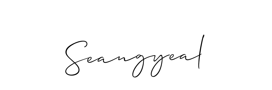 Design your own signature with our free online signature maker. With this signature software, you can create a handwritten (Allison_Script) signature for name Seangyeal. Seangyeal signature style 2 images and pictures png