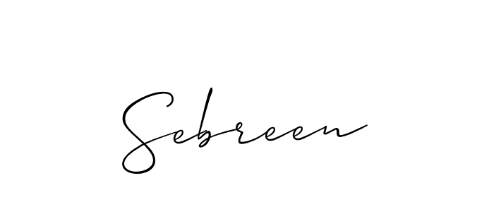 Create a beautiful signature design for name Sebreen. With this signature (Allison_Script) fonts, you can make a handwritten signature for free. Sebreen signature style 2 images and pictures png