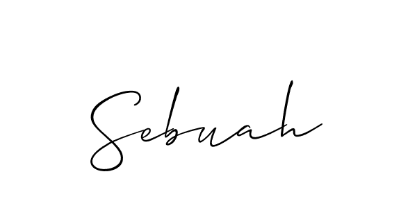 Make a beautiful signature design for name Sebuah. With this signature (Allison_Script) style, you can create a handwritten signature for free. Sebuah signature style 2 images and pictures png