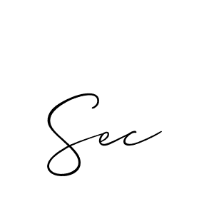 Make a beautiful signature design for name Sec. With this signature (Allison_Script) style, you can create a handwritten signature for free. Sec signature style 2 images and pictures png