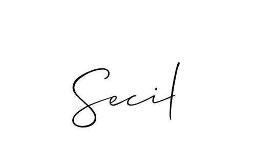 The best way (Allison_Script) to make a short signature is to pick only two or three words in your name. The name Secil include a total of six letters. For converting this name. Secil signature style 2 images and pictures png