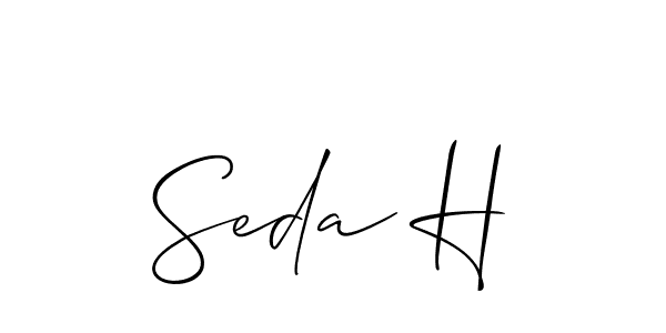 The best way (Allison_Script) to make a short signature is to pick only two or three words in your name. The name Seda H include a total of six letters. For converting this name. Seda H signature style 2 images and pictures png