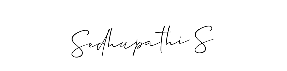 if you are searching for the best signature style for your name Sedhupathi S. so please give up your signature search. here we have designed multiple signature styles  using Allison_Script. Sedhupathi S signature style 2 images and pictures png