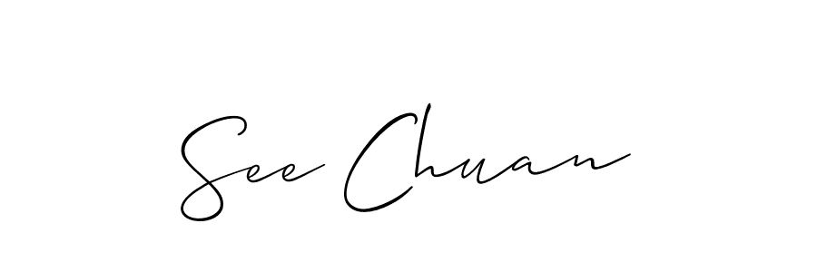 Also You can easily find your signature by using the search form. We will create See Chuan name handwritten signature images for you free of cost using Allison_Script sign style. See Chuan signature style 2 images and pictures png