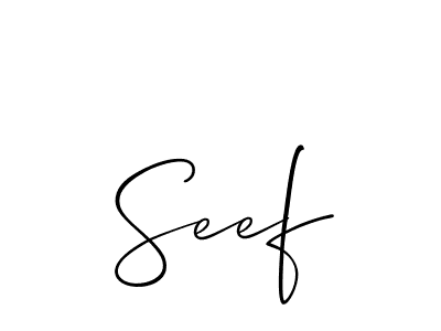 Similarly Allison_Script is the best handwritten signature design. Signature creator online .You can use it as an online autograph creator for name Seef. Seef signature style 2 images and pictures png