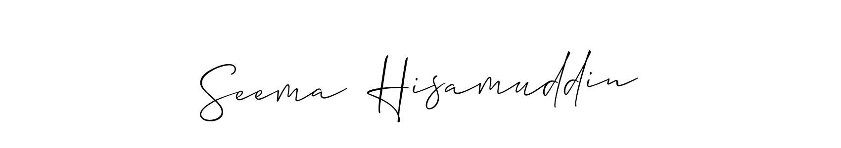 Use a signature maker to create a handwritten signature online. With this signature software, you can design (Allison_Script) your own signature for name Seema  Hisamuddin. Seema  Hisamuddin signature style 2 images and pictures png