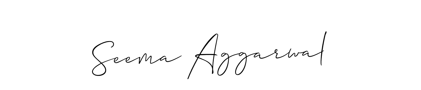 The best way (Allison_Script) to make a short signature is to pick only two or three words in your name. The name Seema Aggarwal include a total of six letters. For converting this name. Seema Aggarwal signature style 2 images and pictures png