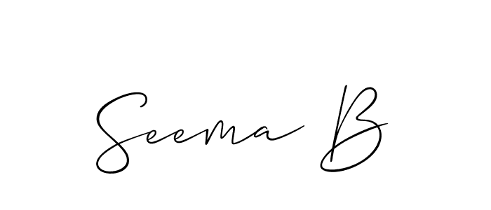 Use a signature maker to create a handwritten signature online. With this signature software, you can design (Allison_Script) your own signature for name Seema B. Seema B signature style 2 images and pictures png