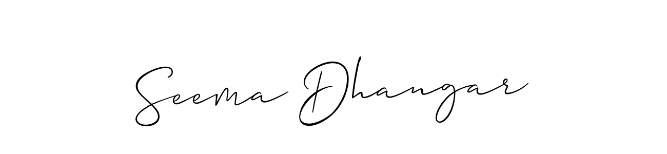 How to make Seema Dhangar name signature. Use Allison_Script style for creating short signs online. This is the latest handwritten sign. Seema Dhangar signature style 2 images and pictures png