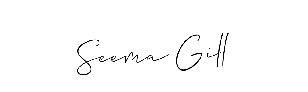 Make a short Seema Gill signature style. Manage your documents anywhere anytime using Allison_Script. Create and add eSignatures, submit forms, share and send files easily. Seema Gill signature style 2 images and pictures png