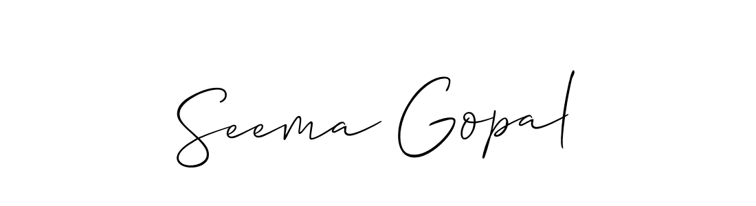 It looks lik you need a new signature style for name Seema Gopal. Design unique handwritten (Allison_Script) signature with our free signature maker in just a few clicks. Seema Gopal signature style 2 images and pictures png