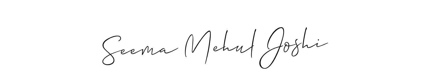 This is the best signature style for the Seema Mehul Joshi name. Also you like these signature font (Allison_Script). Mix name signature. Seema Mehul Joshi signature style 2 images and pictures png