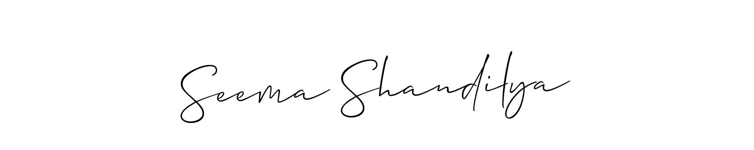The best way (Allison_Script) to make a short signature is to pick only two or three words in your name. The name Seema Shandilya include a total of six letters. For converting this name. Seema Shandilya signature style 2 images and pictures png