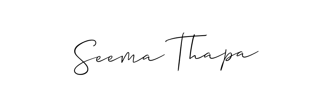 Create a beautiful signature design for name Seema Thapa. With this signature (Allison_Script) fonts, you can make a handwritten signature for free. Seema Thapa signature style 2 images and pictures png