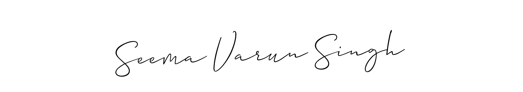 Design your own signature with our free online signature maker. With this signature software, you can create a handwritten (Allison_Script) signature for name Seema Varun Singh. Seema Varun Singh signature style 2 images and pictures png