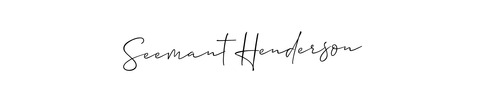 Allison_Script is a professional signature style that is perfect for those who want to add a touch of class to their signature. It is also a great choice for those who want to make their signature more unique. Get Seemant Henderson name to fancy signature for free. Seemant Henderson signature style 2 images and pictures png