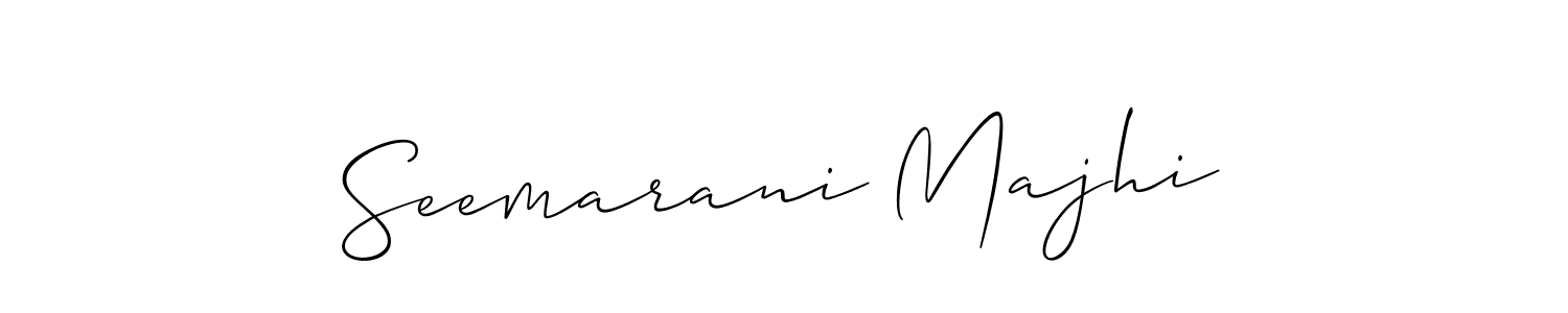 The best way (Allison_Script) to make a short signature is to pick only two or three words in your name. The name Seemarani Majhi include a total of six letters. For converting this name. Seemarani Majhi signature style 2 images and pictures png