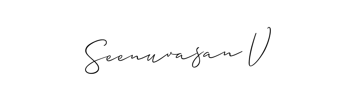 Check out images of Autograph of Seenuvasan V name. Actor Seenuvasan V Signature Style. Allison_Script is a professional sign style online. Seenuvasan V signature style 2 images and pictures png