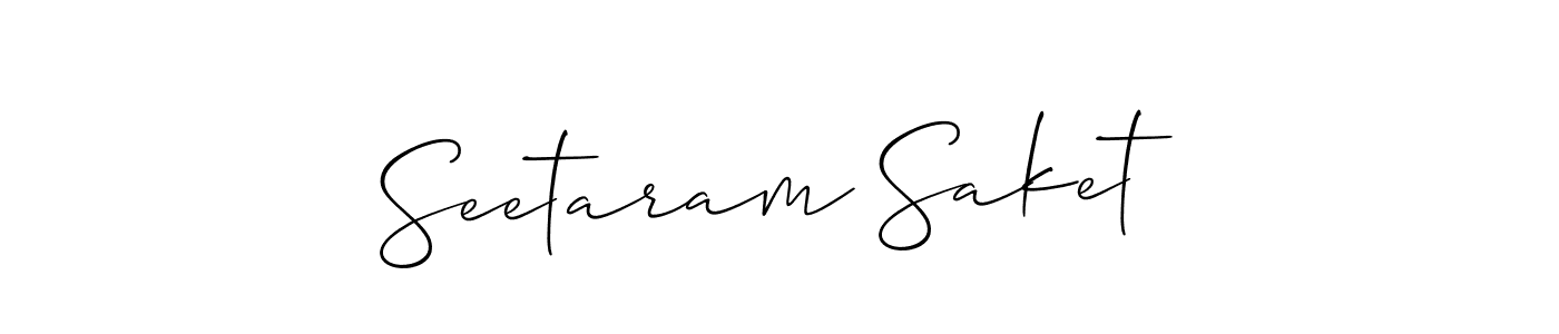 The best way (Allison_Script) to make a short signature is to pick only two or three words in your name. The name Seetaram Saket include a total of six letters. For converting this name. Seetaram Saket signature style 2 images and pictures png