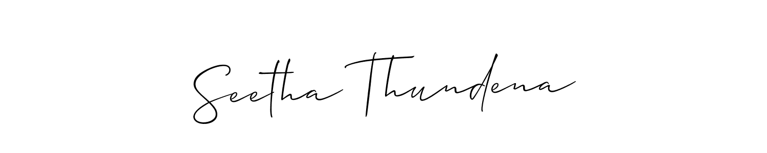 Create a beautiful signature design for name Seetha Thundena. With this signature (Allison_Script) fonts, you can make a handwritten signature for free. Seetha Thundena signature style 2 images and pictures png